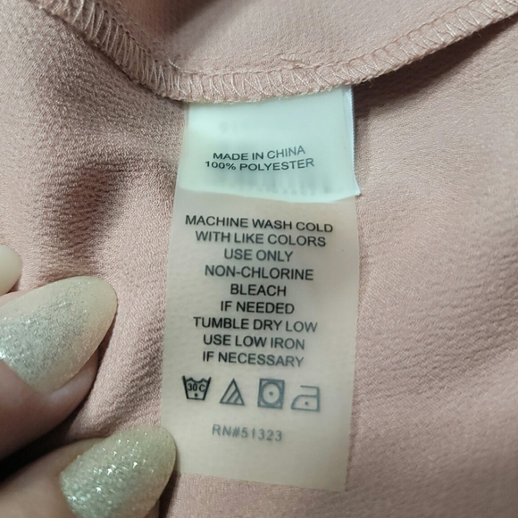 Vince Camuto Collared Nude Pink Long Sleeve Top Size XL - Picture 7 of 7